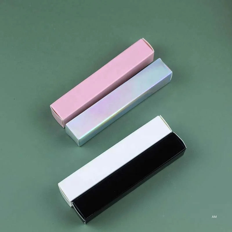 Ready Stock Customizable Square Paper Lip Gloss Tube Packaging Boxes Glossy & Matt Lamination Recycled Materials