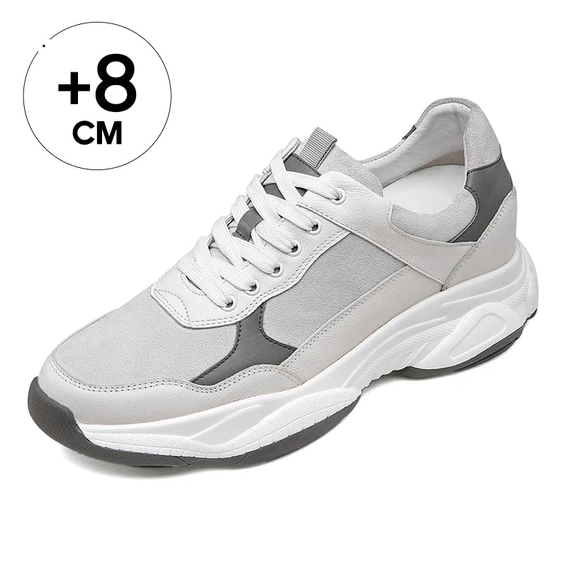 Wholesaler Elevator Sport Shoes Men Shoes Invisible Height Increasing 8cm Sneakers Shoes Cowhide Leather/Suede Upper