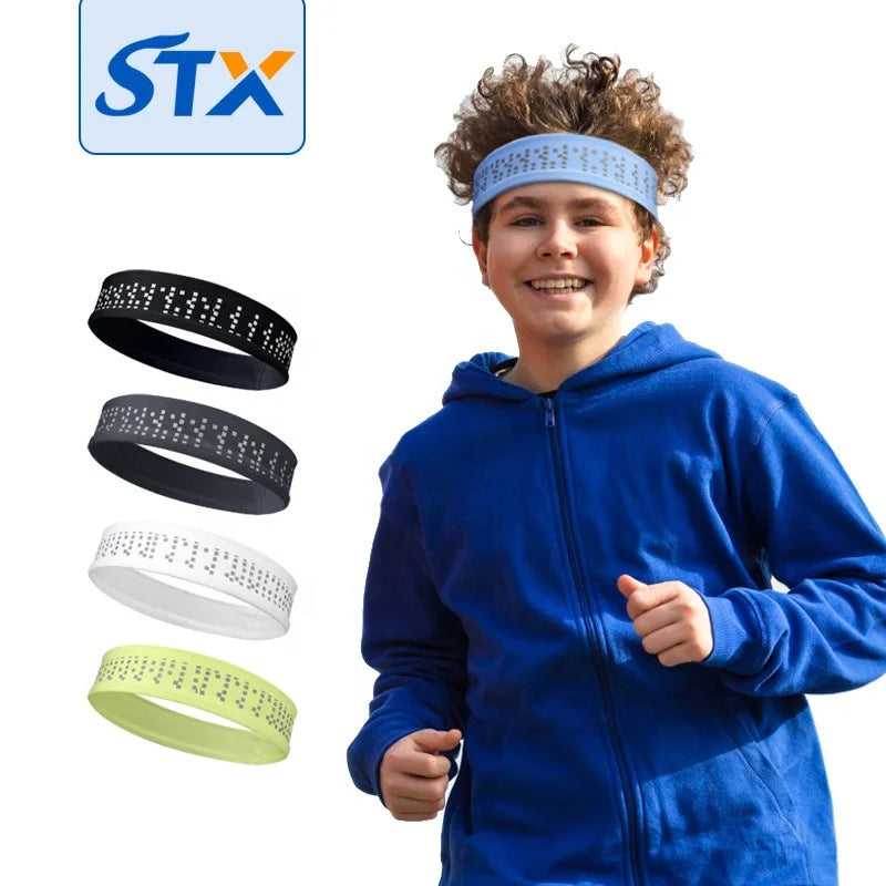 Shuntaixin Custom Absorbent Running Children Kid Sport Headband With Reflective Safety Stripe Sweatband Tennis Head Band for Kid