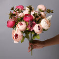 High Quality 13 Heads Silk Peony Bouquet European Cabbage Peony Artificial Flower Home Decor