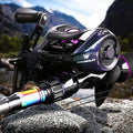 Histar 2.10m Fast Action High Strength Full Carbon Casting Fishing Rod n Purple Honor Magnetic Braking System Reel Combo