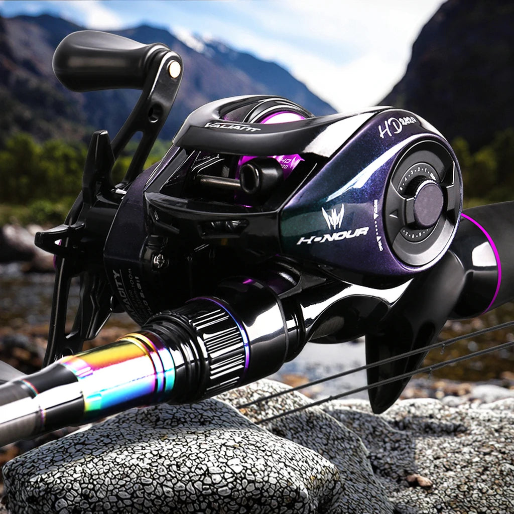 Histar 2.10m Fast Action High Strength Full Carbon Casting Fishing Rod n Purple Honor Magnetic Braking System Reel Combo