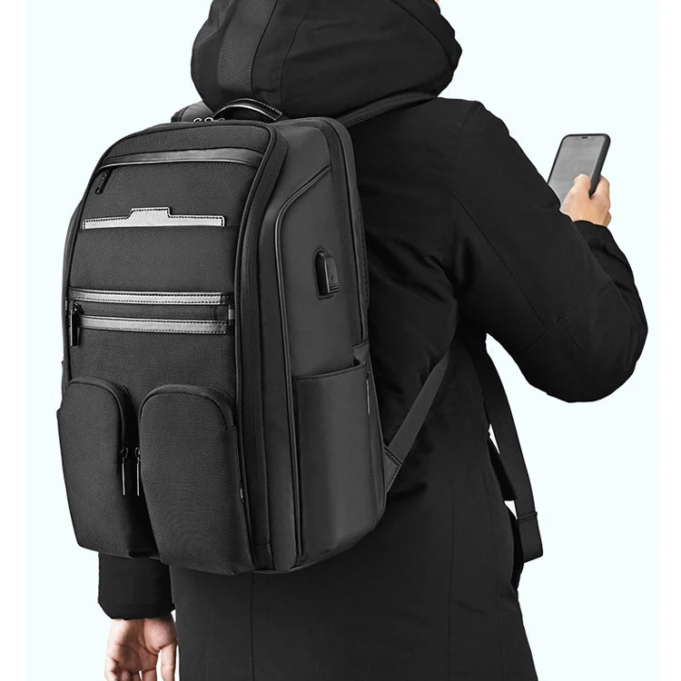 Custom Logo Duffel Backpack with Zipper Closure Capacious Polyester Lined Business Laptop Book Bag for School and Travel