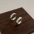 Simple INS Hot Fashion Pure 925 Sterling Silver Olive Leaf Small Hoop Stud Earrings for Women Girls