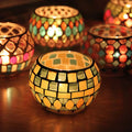 European Round Ball Mosaic Colored Glass Candle Holder Round Glass Candle Holder Candle Cup Romantic