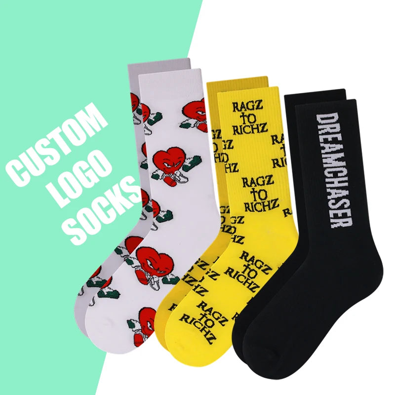 Casual Sock Custom Logo Cotton Men Sox Customized Socks With Design Your Own Pattern