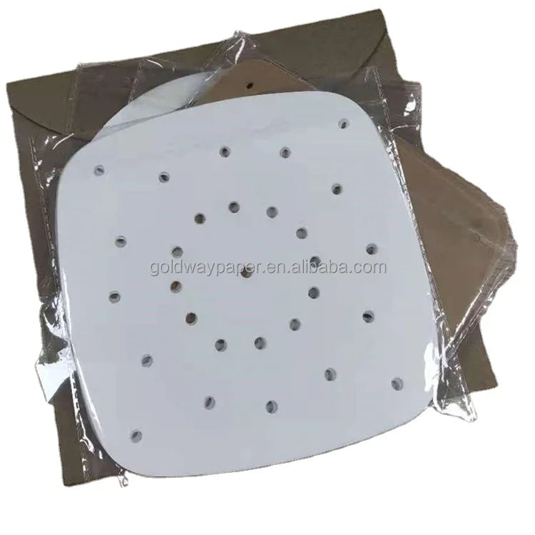 8.5 Inch Precut round White Unbleached Baking Parchment Paper Coated Perforated Sheets for Air Fryer Use in Food Bread Industry