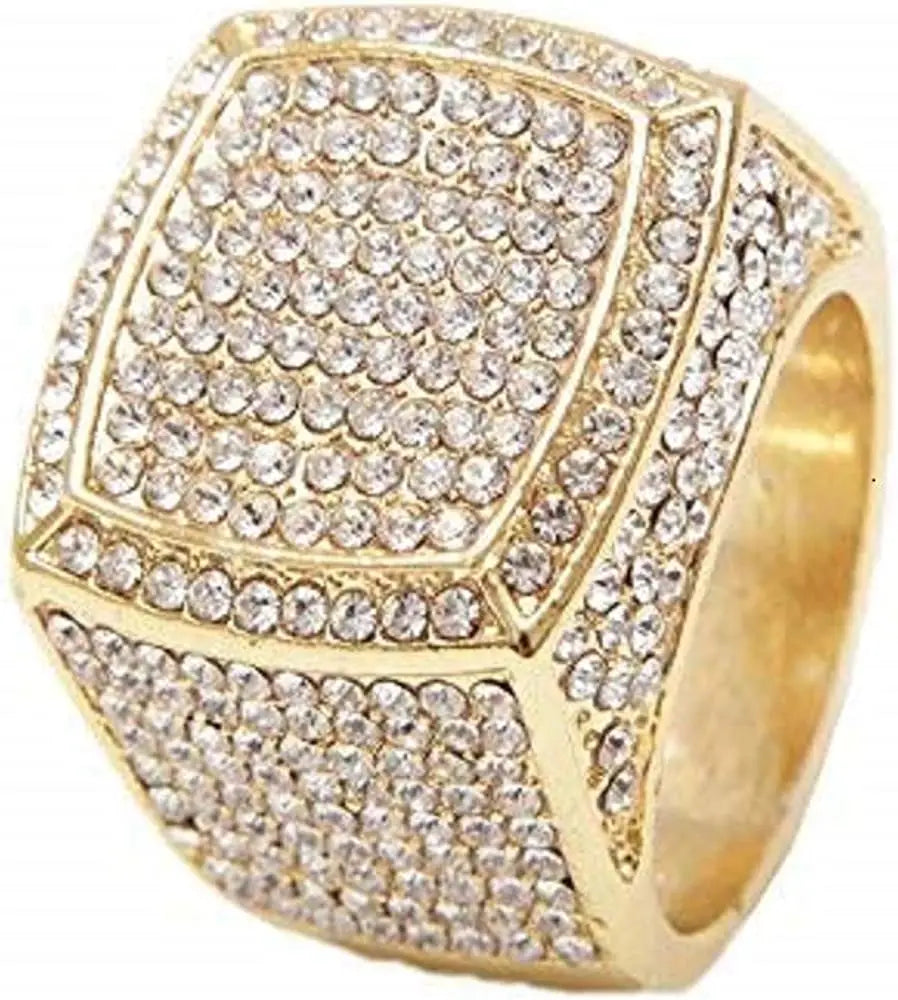 DUYIZHAO Hip Hop Jewelry Custom Alloy Ring With Rhinestone Square Alloy Ring Wholesale