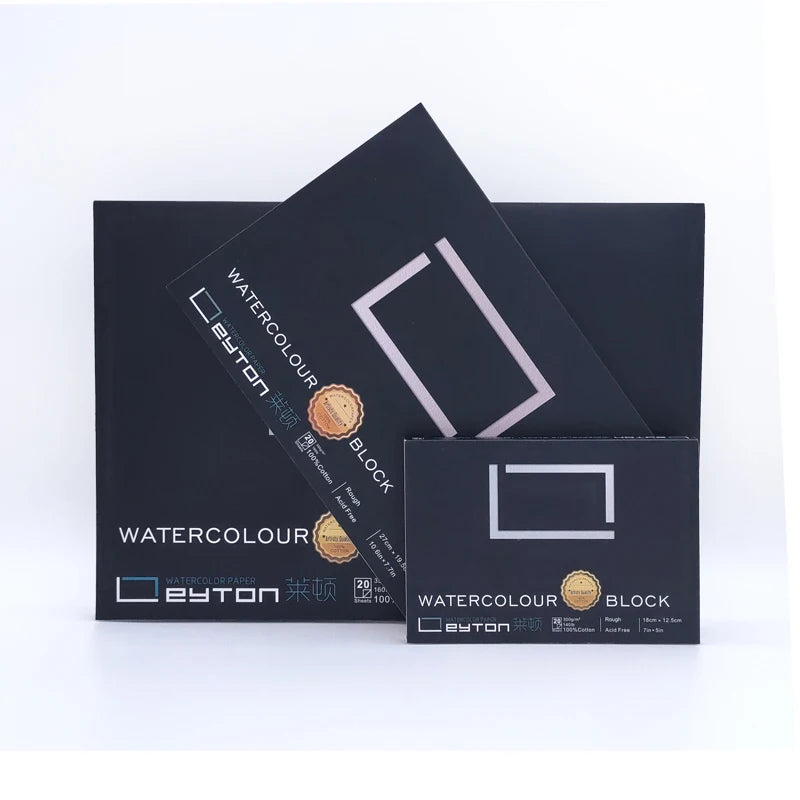 27*19.5cm Leyton LD3436 100% Cotton 350gsm 4-Sided Glued Rough Water Color Paper Book