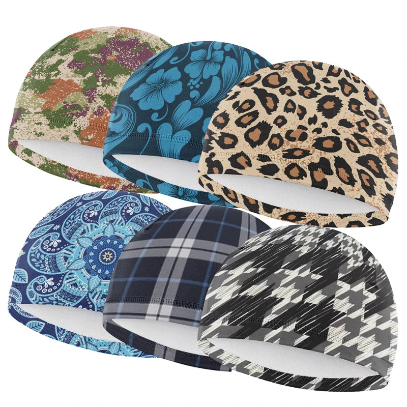 High Quality Custom Sublimation Printed Logo Summer UPF 50+ Helmet Liner Sports Polyester Running Cycling Skull Cap