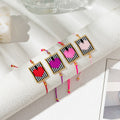 Adjustable Bohemian Style Fashion Jewelry Charm Bracelet for Women Handmade Woven Colored Heart Pattern String Jewelry Bracelets