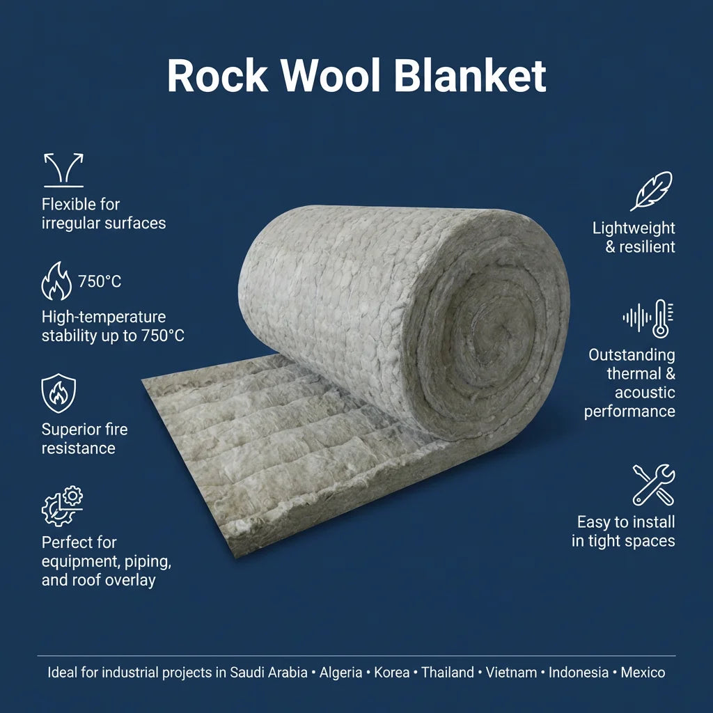 Waterproof Insulation Materials Mineral Wool Rock Wool Blanket with Aluminum Foil or Roll or Felt with Wire Mesh for Industrial