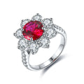 Hot Sale Cheap Price S925 Silver Lab Grown Ruby Round Brilliant Cut Ring Party Anniversary Fine Jewelry Trendy Women's Jewelry MegaBDM