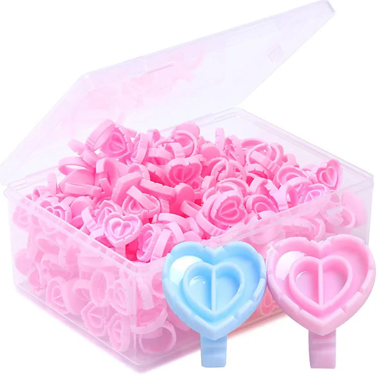 Wholesale 100Pcs/pack Plasticseyelash Extension Glue Rings Volume Ring Pink Gold Black Glue Holder Blooming Cup Extension Tools