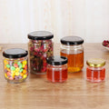 Food Storage Jars-100ml 150ml 195ml 240ml 350ml 500ml 730ml Glass Honey Jar with Metal Cap Round Honey Bottle with Screw Cap
