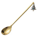 Small Christmas-Themed Stainless Steel 304 Coffee Spoon Cutlery Including Teaspoon Fork Metal Kitchen Gadgets for Drinking