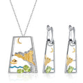 C8208 Abiding Jewelry Brand New Landscape Designs Oval Cut 4x6mm Natural Peridot 925 Sterling Silver Jewellery Set
