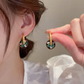 Unique Dripping Oil Flower Pattern Huggie Earrings No Fade Stainless Steel Round Circle Earrings