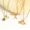 Stainless Steel Classic Colorful Zircon Zodiac Necklace for Women Stainless Steel 12 Horoscope Birthstone Charm Necklace