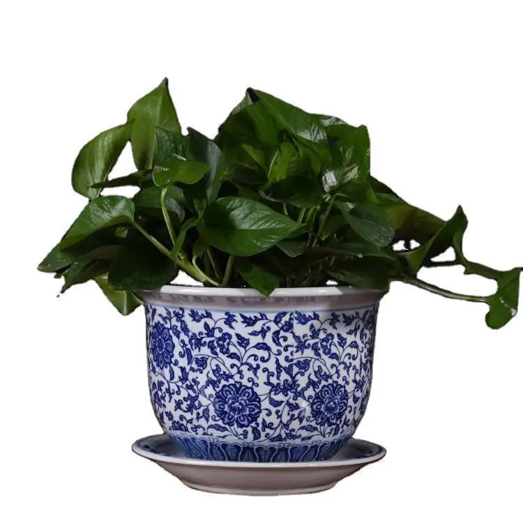 Style Home Decoration Blue White Porcelain Ceramic Eco-Friendly Durable Flower Pots Wholesale Chinese Box Vintage Ceramic Pots