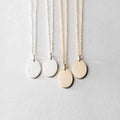 Simple Minimalist 316L Stainless Steel 9mm*13mm 14K Gold Plated Blank Oval Custom Engraved Necklace for Custom Logo