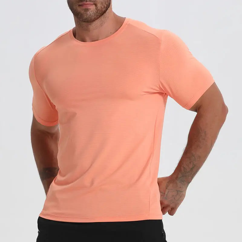 Men's Cooling Ice Silk Running Shirts Quick Dry Short Sleeve Athletic Gym T-Shirts Outdoor Workout Tshirts