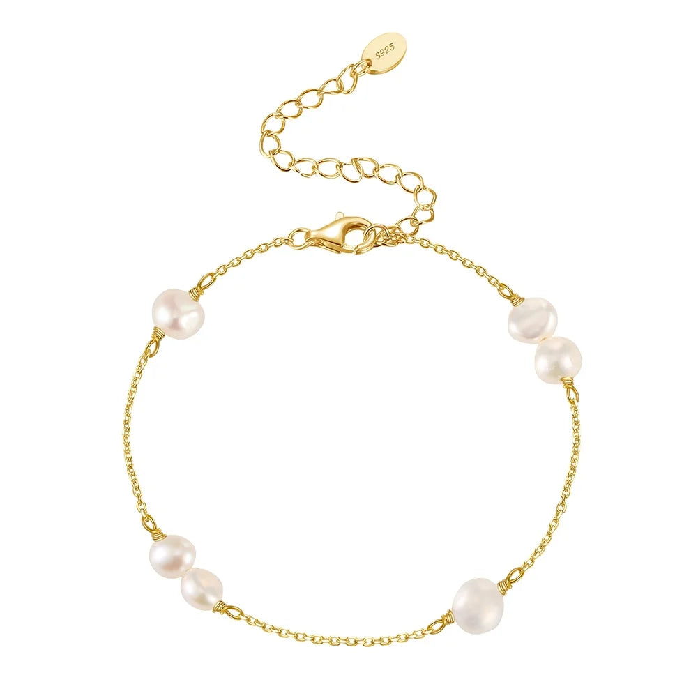 GPB27 Bracelet Jewelry Made of 925 Sterling Silver Ethnic Handmade Bangle Authentic Fine Silver Chain With Pearl