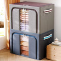 Hot Sale Cloth Steel Frame Folding Fabric Storage Box Bins Organizer for Clothes Boxes Basket Bedding Storage Bag