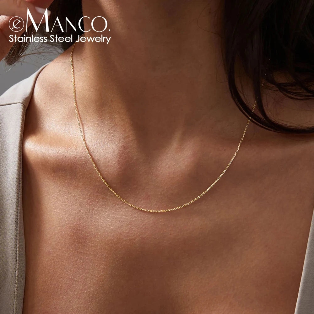EManco Classic Basic Cable Chain Necklace Lobster Clasp Adjustable Chains Jewelry Wholesale