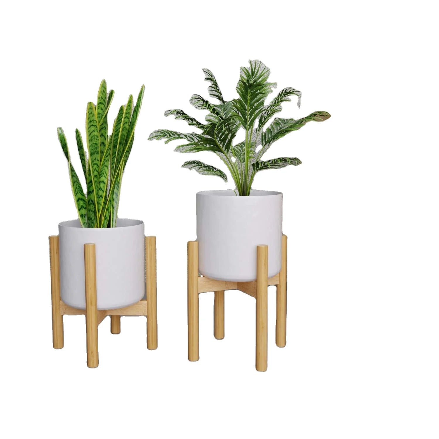 JUNJI Plant Stand Flower Pot Holder  Indoor Bamboo Mid Century Modern Plant Holder Display Rack for House Wood  Plants Holder