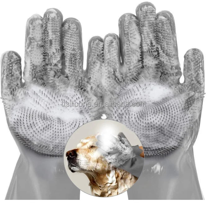 Dish Washing Gloves 160g Scrubber Gloves Heat Resistant Silicone Sponge Magic Silicone Eco-friendly  Kitchen Gloves for Cleaning