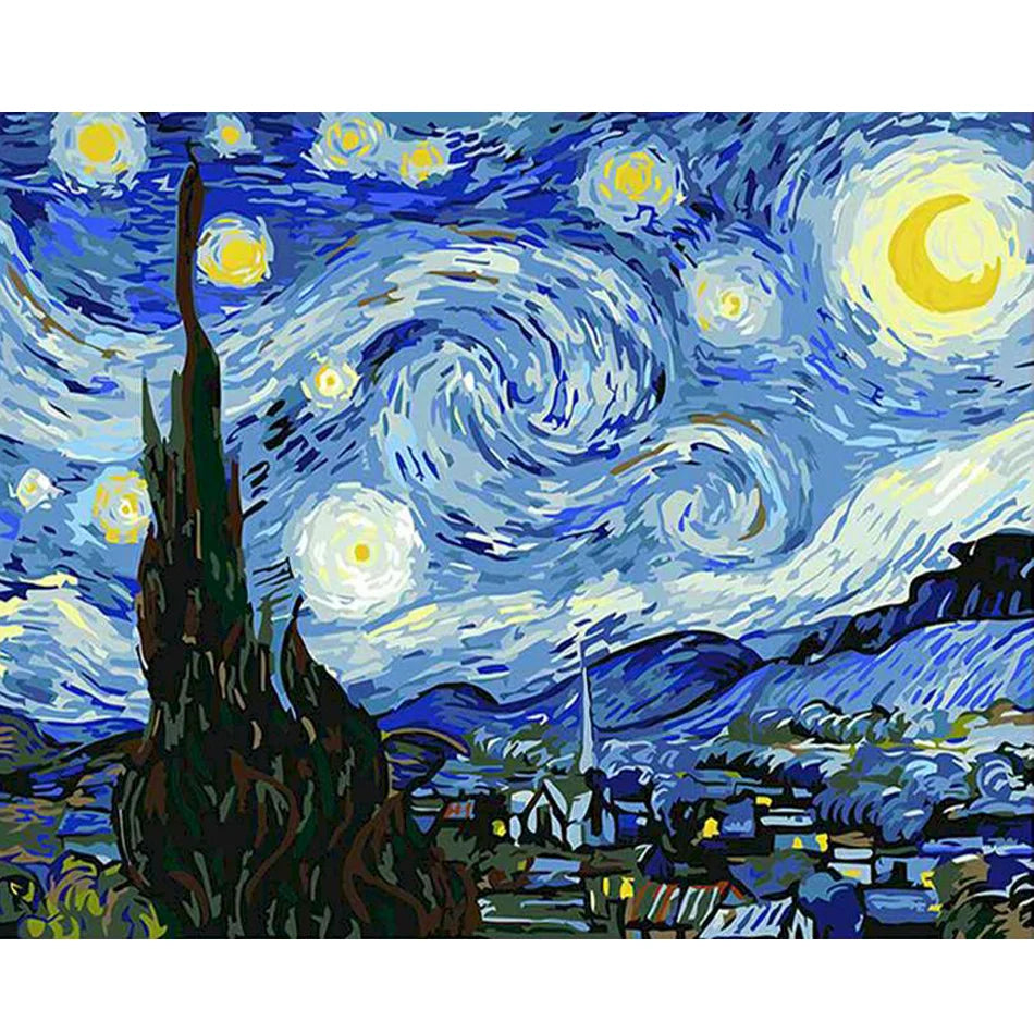 Adults Painting Numbers Kit Traditional Chinese Sky Drawing Coloring Printed DIY Acrylic Crafts 40x50cm/16x20inch for Home