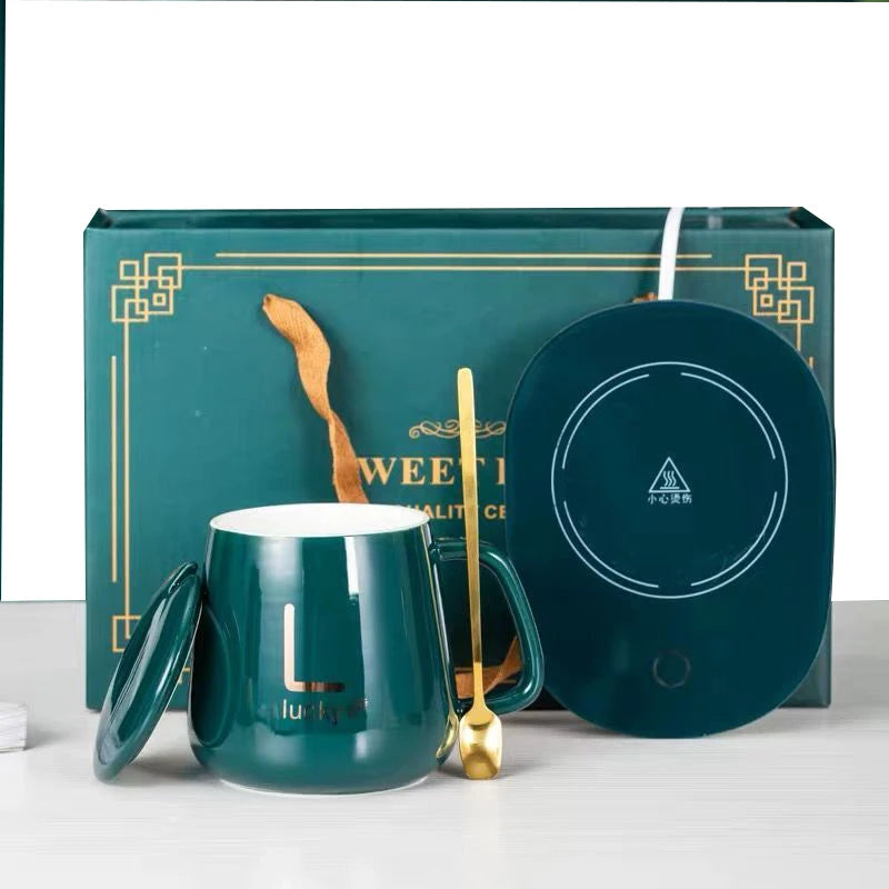 Business Promotional Corporate Custom Gift Set Souvenir Item Hot Sale Coffee Cup 55 Degree Constant Temperature Coaster 4 Piece