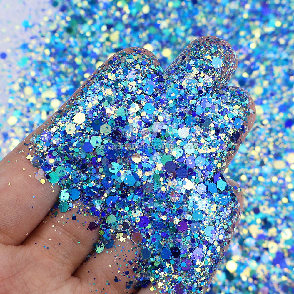 Bulk Blue Glitter Wholesale Chunky Mix Glitter Winter Decor Loose Resin Crafts Christmas Decorations for Winter