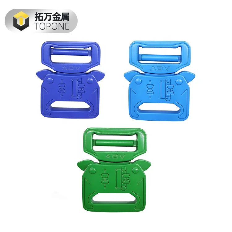 27mm New Technique Green/Blue Color Alloy Backpack Buckles with Custom Logo Bag Pouches