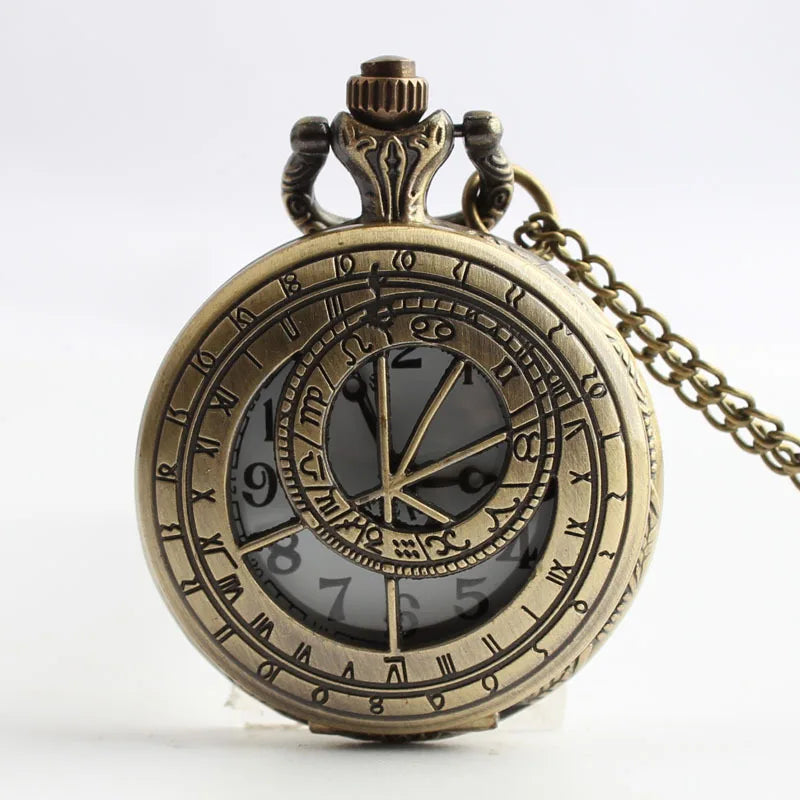 Antique Bronze Watch Hollow Big Size Compass Pocket Watch