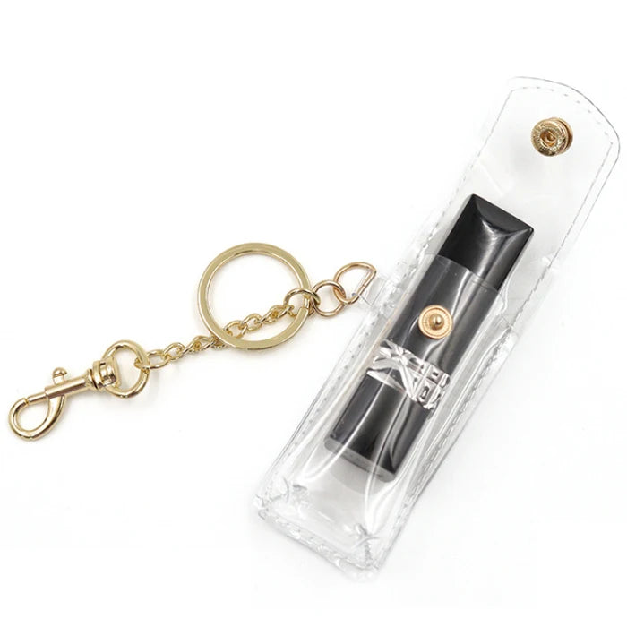 In Stock Clear PVC Lipstick Storage Bag Chapstick Holder Keychain Cosmetic Bag Lip Balm Holder Purse & Bag Charm Mini Makeup Bag