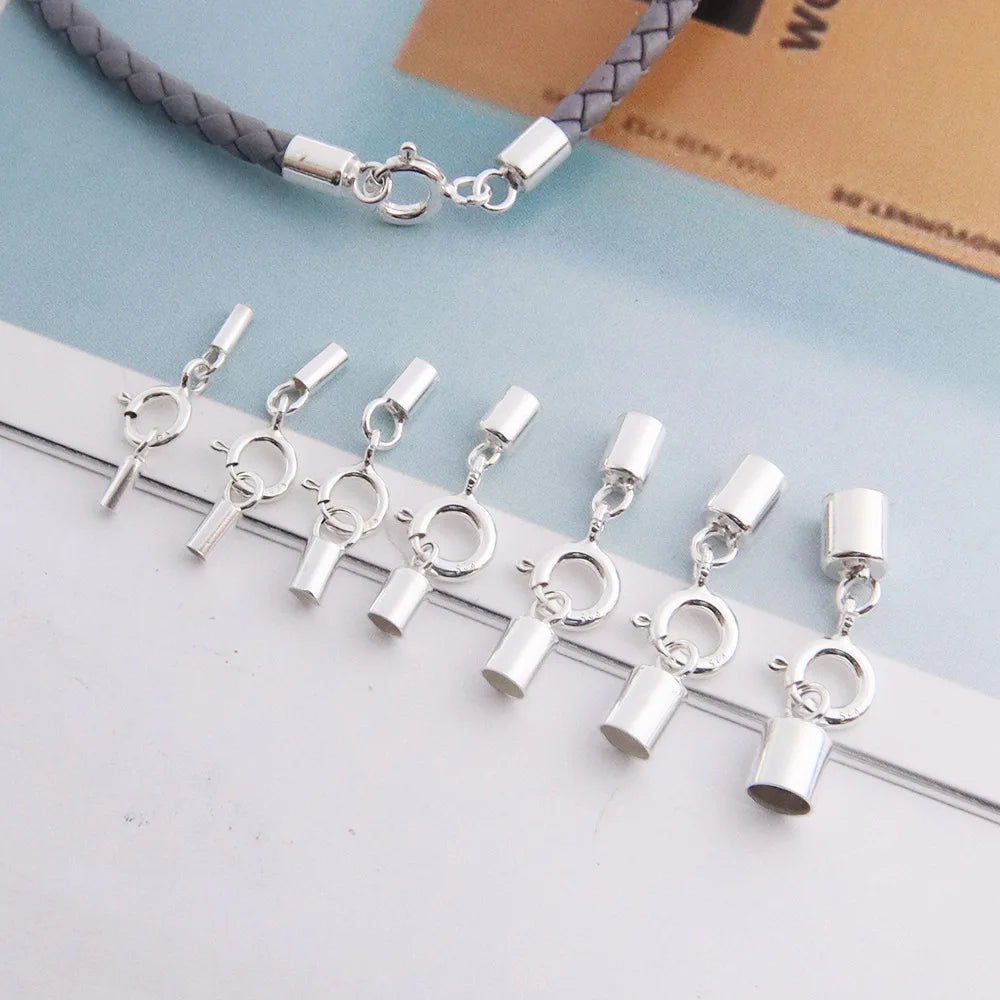 High Quality 925 Sterling Silver Leather Cord Clasps Bracelet Connector Buckle for Jewelry Making Accessories Wholesale
