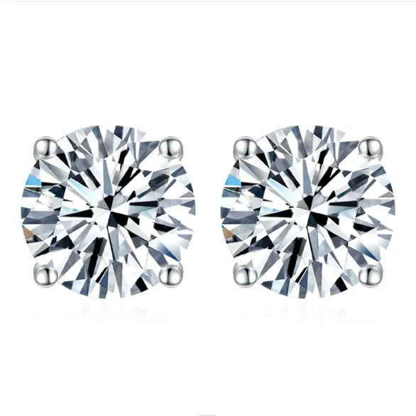 Moissanite Earrings 925 Sterling Silver 4 Prongs Set 18K Gold Stone Ladies Engagement 1CT 6.5mm Moissanite Earrings Men