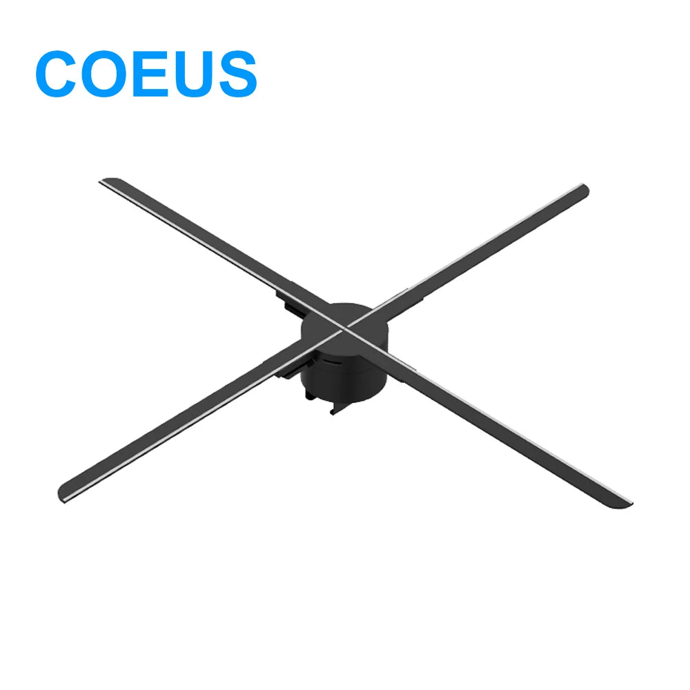 COEUS 56cm 640LED High Brightness 4 Blades Outdoor Display Holographic Equipment Spliceable 3D Hologram Fan for Education OEM