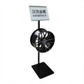 Floor Freestanding Q235 Steel Black Detachable Design Exhibition Advertising Wheel Rim Display Rack Spinning Stand