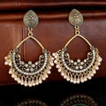 New Fashion Gold Color Flower Drop Earrings for Women Bohemian Luxury Pearl Rhinestone Indian Earring Party Gift