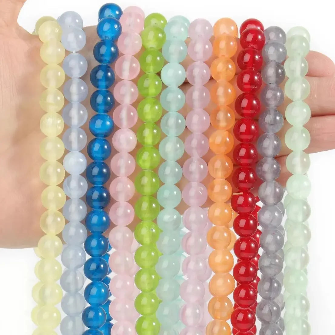 6mm 8mm 10mm Natural Red Multicolor Ice Jades Loose Spacer Beads 15'' DIY Jewelry Making Supplies for Bracelets & Necklaces