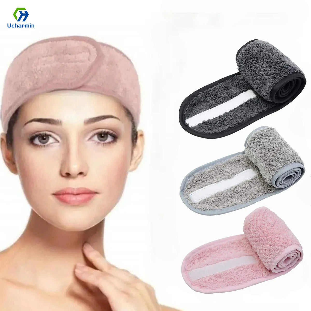 Spa Facial Headband Adjustable Head Wraps Makeup Shower Bath Wraps Sports Headband Terry Cloth Stretch Towel MegaBDM
