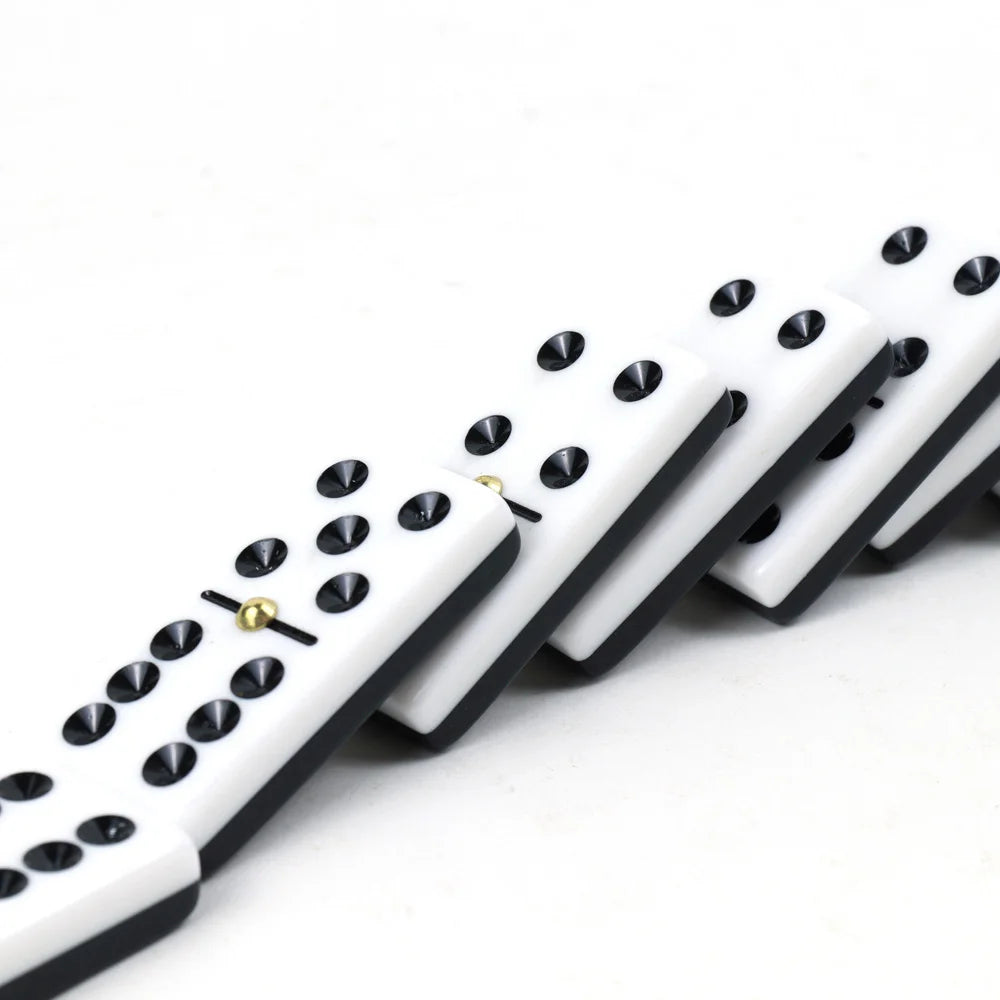 Custom Acrylic Double Layers  Domino Set with Nails Black Double 6 Domino Customizable  Packaging Parent-children Games