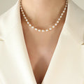 Fashion Baroque Freshwater Pearl Choker Necklace  Set 18K Gold Plating Stainless Steel Pearl Beaded Necklace