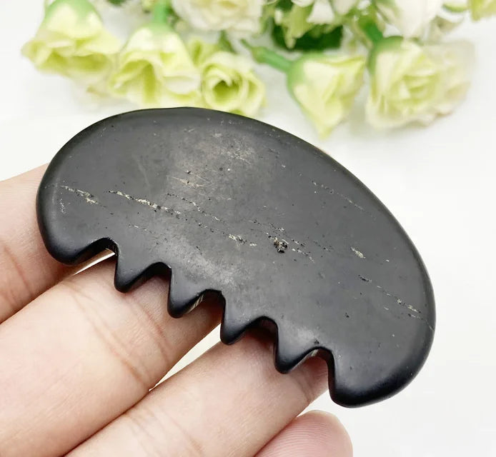 Wholesale Natural Cruystal Healing Stone Crafts Massage Tools Shungite Guasha Board for Facial Skincare