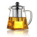 Square High Borolicicate Glass Teapot with Stainless Steel Lid and Stainless Steel Infuser