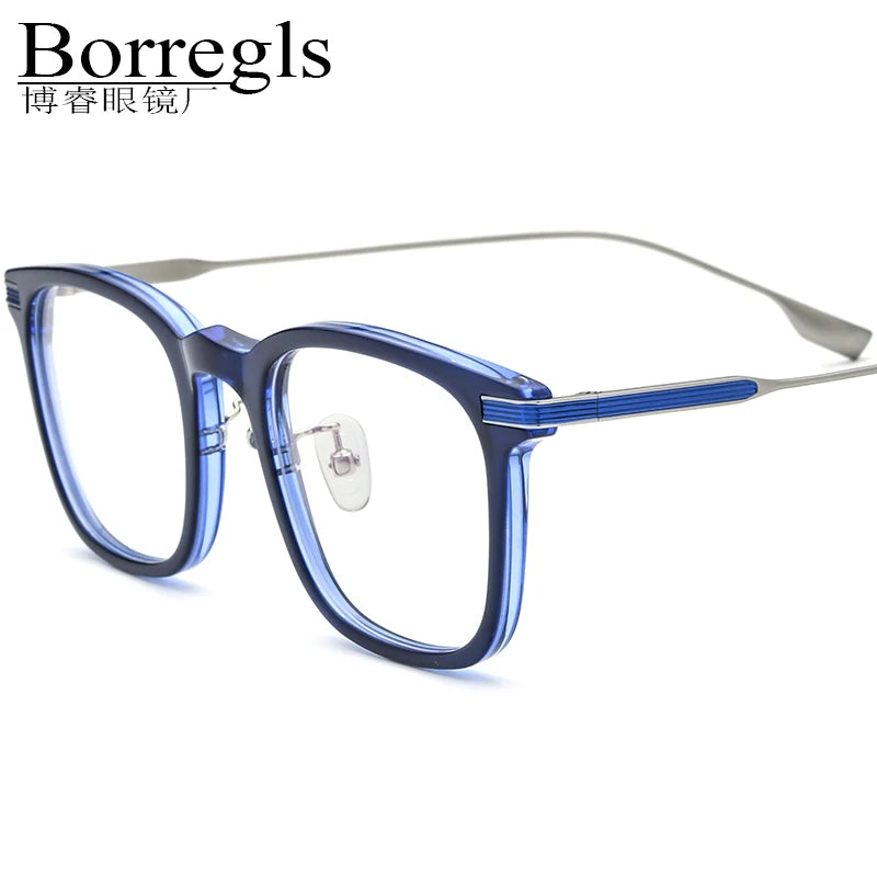 Borregls Acetate Titanium Glasses Frame Men 2025 New Brand Designer Square Eyeglasses Women Spectacle Optical Eyewear 185706