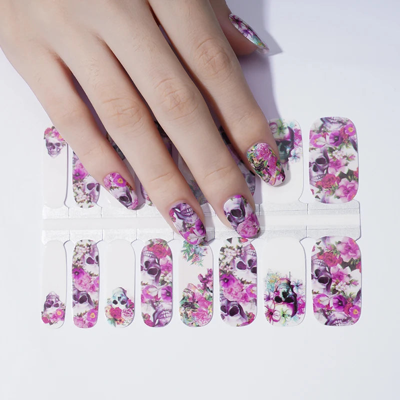 Plastic 2D Nail Sticker Strips Non-Toxic Long Lasting Custom Nail Wraps Hot Sell